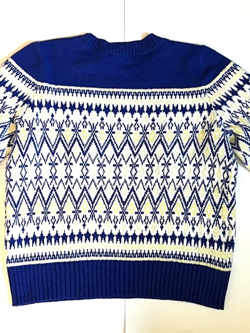 LOFT Sweater Blue-Yellow-White Striped Pattern- Size Women's Medium
